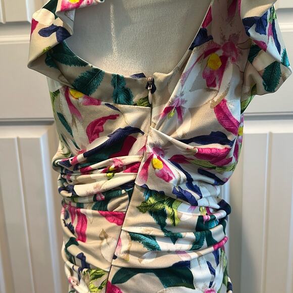 Express 12 Tropical Floral One Shoulder Ruched Dress - Picture 10 of 11